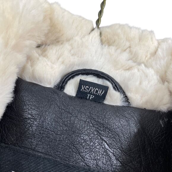 Guess Black XS Polyurethane Insulated Coat Belted Pockets Faux Fur‎ Collar WARM - Picture 4 of 8